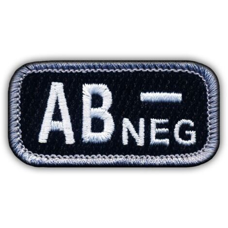 Patchion Blutgruppe AB "neg" schwarz/weiß - Selbstklebende Rückseite - Gestickter Aufnäher/Abzeichen/Emblem