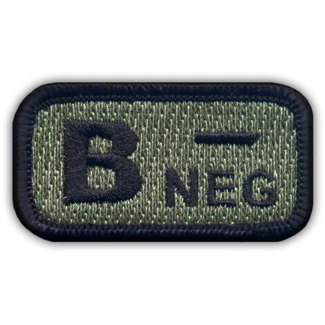Patchion Blutgruppe B „neg“ Acu-Foliage – zum Aufbügeln/Heißsiegeln – bestickter Aufnäher/Abzeichen/Emblem