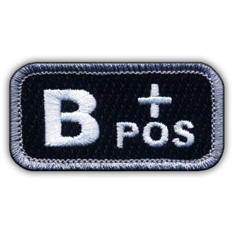 Patchion Blutgruppe B "pos" schwarz/weiß - Magnetische Rückseite - Gestickter Aufnäher/Abzeichen/Emblem