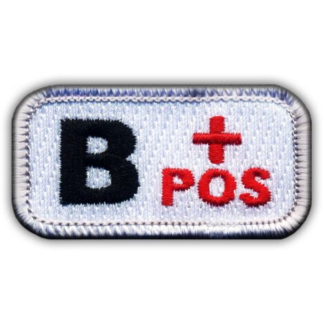 Patchion Blutgruppe B ""pos"" weiß/rot - Aufnäher - Gestickter Patch/Abzeichen/Emblem