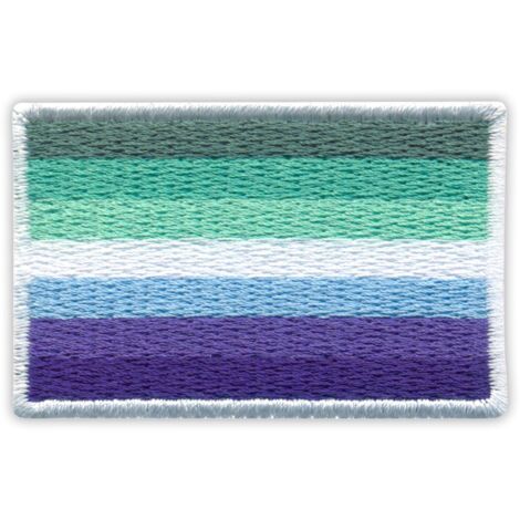 Patchion Gay Men's Pride Flag – selbstklebende Rückseite – bestickter Aufnäher/Abzeichen/Emblem