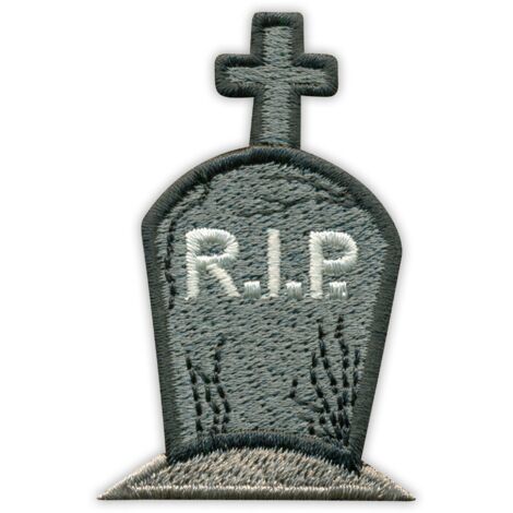Patchion GRAVE – Grabstein, Grabstein, RIP – magnetische Rückseite – bestickter Aufnäher/Abzeichen/Emblem
