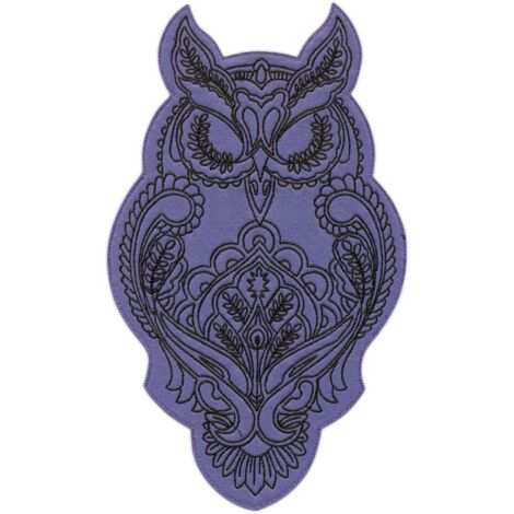 Patchion Große Eule, Uhu – lila – zum Aufbügeln/Heißsiegeln – bestickter Aufnäher/Abzeichen/Emblem