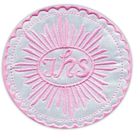 Patchion Host IHS – rosa – selbstklebende Rückseite – gestickter Aufnäher/Abzeichen/Emblem