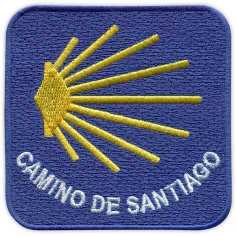 Patchion Jakobsweg - Camino de Santiago - quadratische Version - Aufbügel-/Heißsiegel-Rückseite - Gestickter Aufnäher/Abzeichen/Emblem