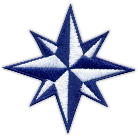 Patchion Kompassrose – Windrose – selbstklebende Rückseite – bestickter Aufnäher/Abzeichen/Emblem