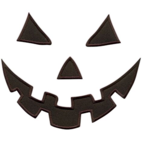 Patchion Kürbisgesicht – HALLOWEEN – zum Aufbügeln – schwarze Version – selbstklebende Rückseite – bestickter Aufnäher/Abzeichen/Emblem