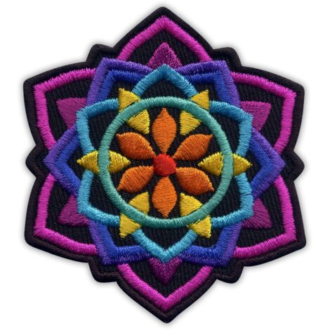 Patchion MANDALA – schwarz klein 3" – zum Aufbügeln/Heißsiegeln – bestickter Aufnäher/Abzeichen/Emblem