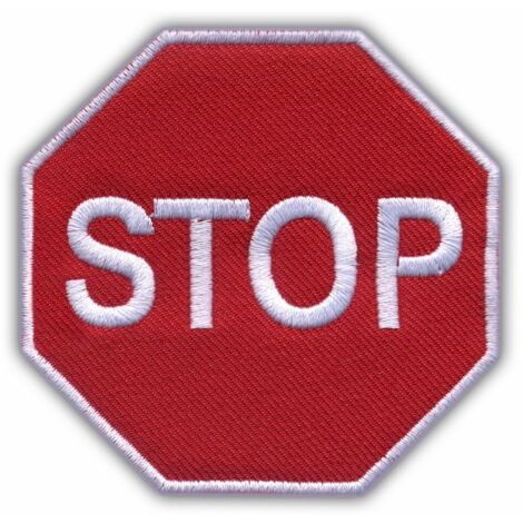 Patchion STOP – selbstklebende Rückseite – gestickter Aufnäher/Abzeichen/Emblem