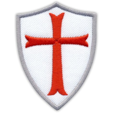 Patchion Tempelritter-Schild – selbstklebende Rückseite – bestickter Aufnäher/Abzeichen/Emblem