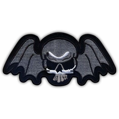 Patchion Totenkopfflügel – selbstklebende Rückseite – bestickter Aufnäher/Abzeichen/Emblem