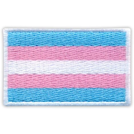 Patchion Transgender Pride Flagge – selbstklebende Rückseite – bestickter Aufnäher/Abzeichen/Emblem