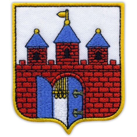 Patchion Wappen der Stadt Bydgoszcz – selbstklebende Rückseite – gestickter Aufnäher/Abzeichen/Emblem