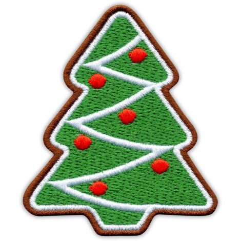 Patchion Weihnachtsbaum – Lebkuchenplätzchen – selbstklebende Rückseite – bestickter Aufnäher/Abzeichen/Emblem