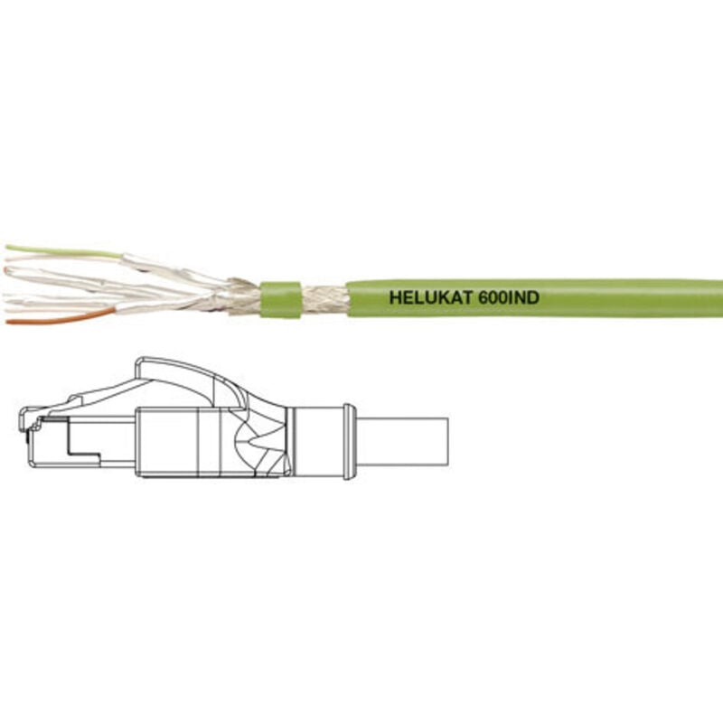 806619 RJ45 Netzwerkkabel, Patchkabel cat 6a s/ftp 1.00 m Grün PUR-Mantel, Geflechtschirm, - Helukabel