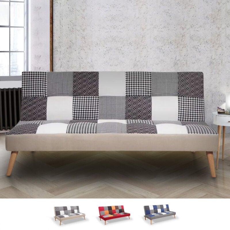 

Sofá cama clic clac de 3 plazas de diseño moderno Patchwork Kolorama | Color: Patchwork 2