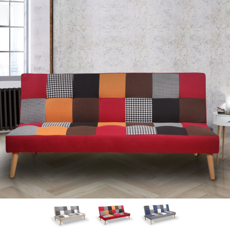 

Sofá cama clic clac de 3 plazas de diseño moderno Patchwork Kolorama | Color: Patchwork 3