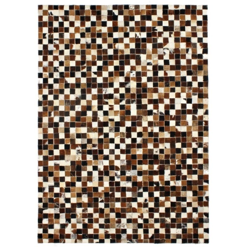 Thedecofactory - cuir - Tapis en cuirs recyclés motif mosaïque marron multi 120x170