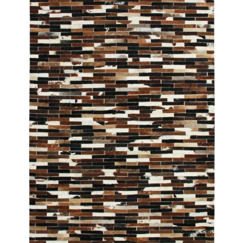 Thedecofactory - cuir - Tapis en cuirs recyclés lignes marron multi 120x170