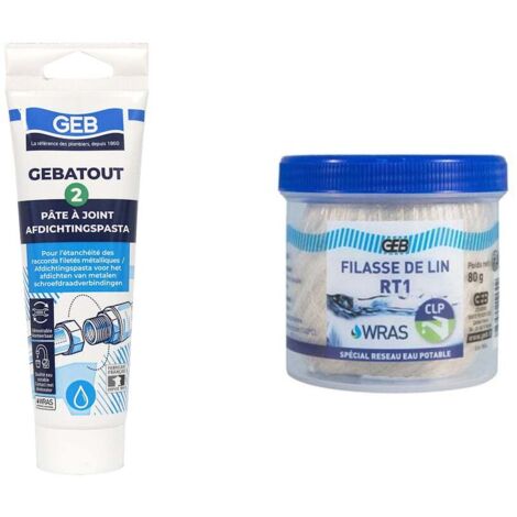 Pâte à joint Gebatout 125 gr et son Dévidoir de 80 gr filasse de lin RT1 - GEB