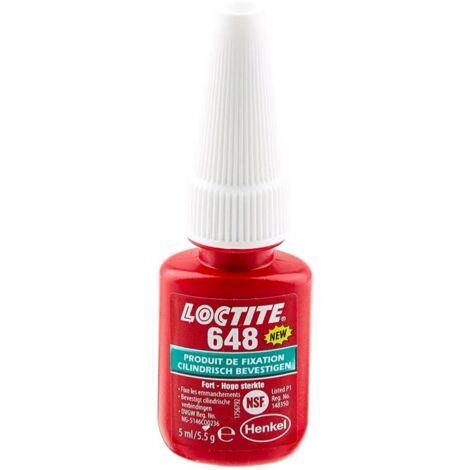Pâte à joint LOCTITE 648 – Fixation forte pour métaux – Résistance jusqu'à 180°C – Temps de fixation 3 min – Contenance 5 ml