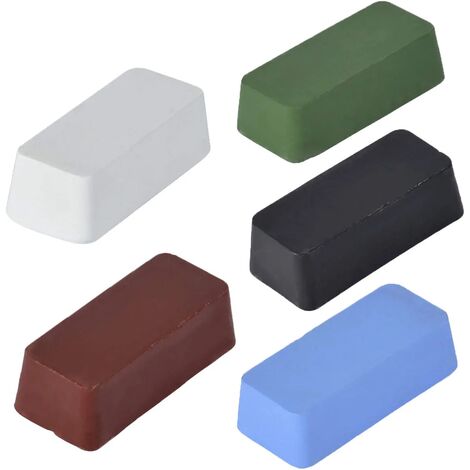 Pâte à Polir, 5pcs Kit Composé de Polissage Multifonction Cire à Polir Abrasive pour Inox Acier Metal Alliages Durs (Bleu, Vert, Rouge, Blanche, Noir)