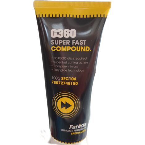 Pâte à polir G360 farecla super rapide 100g – Élimine hologrammes et marques circulaires – Pour surfaces transparentes – Gain de temps