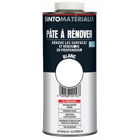 Sinto – Pâte à rénover sans styrène 45g blanc pour bois, plâtre, ciment – Durcisseur rapide, ponçable en 30 min – 820153