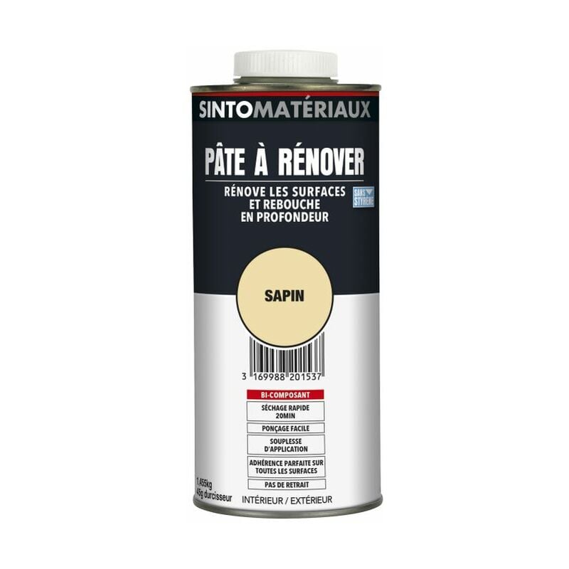 Sinto - Pâte à rénover sans styrène avec durcisseur 45g chêne foncé cartouche 1,455kg 820163