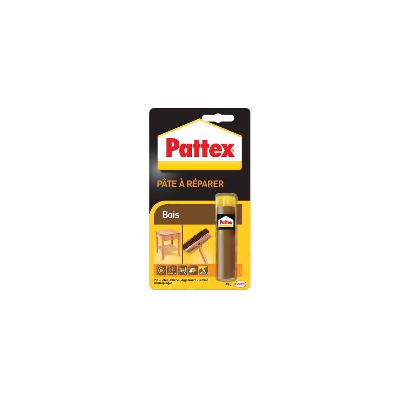 Pattex - Répar'Bois - Pâte à réparer couleur bois - Répare, colmate, fixe, reconstitue la matière - Bâton de 48 g