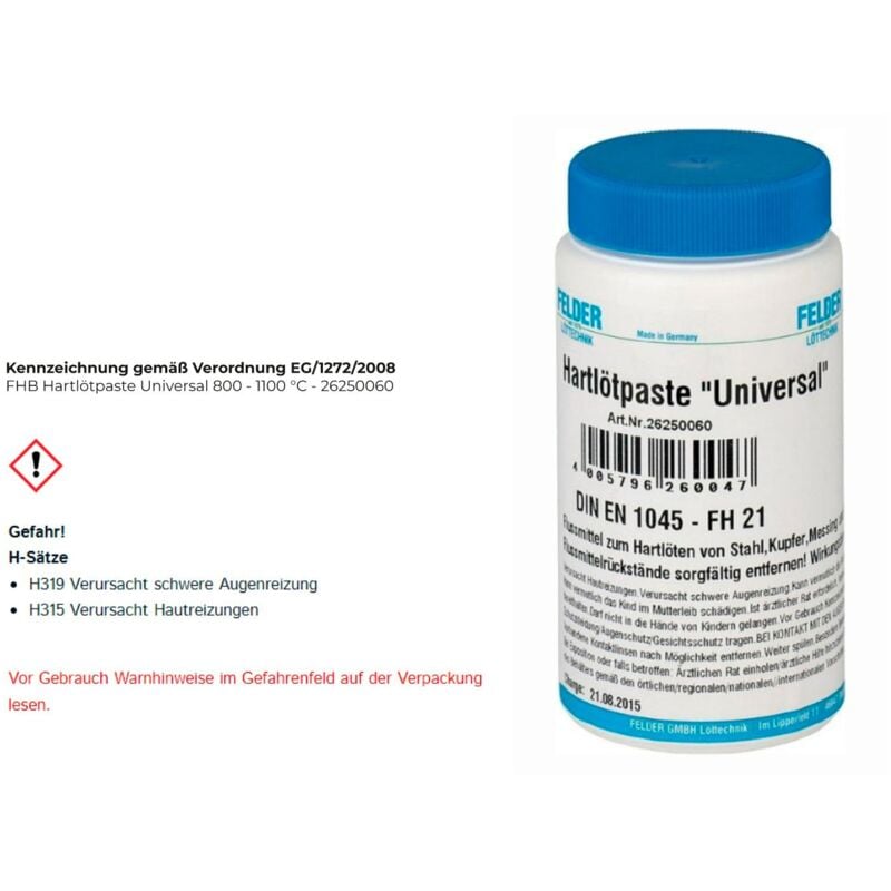 Pâte à braser FHB Universel 800 - 1100 °C - 26250060