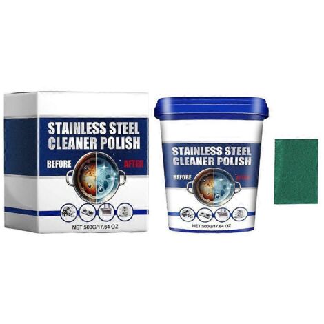 Pâte nettoyante Shine pour acier inoxydable : nettoie casseroles, poêles, ustensiles de cuisine et électroménagers. Brillant rapide, anti-traces, sans rayures.