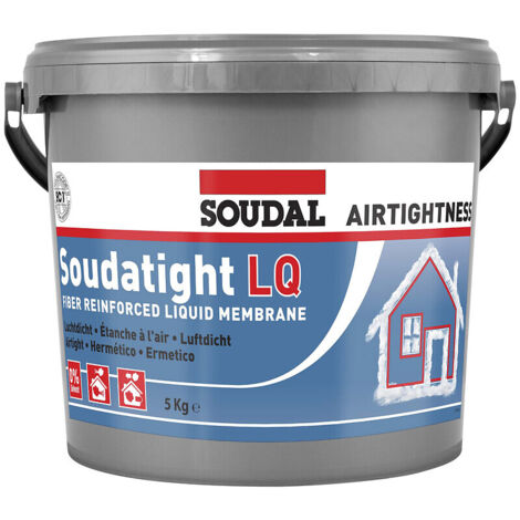 Soudal – Pâte à joint Soudatight LQ 4.5 kg – Pâte polymère étanche à l'air et pare-vapeur – Application pinceau – Colmatage fissures jusqu'à 5 mm