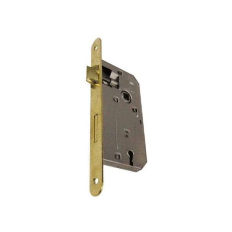 Patent serrure carre'e 8/70mm entre'e 40mm plaque arrondie laitonne'e