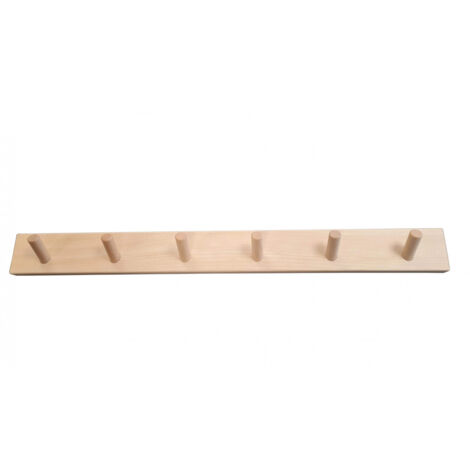 Patère à 6 têtes inclinées en hêtre naturel, 600 x 60 x 16 mm