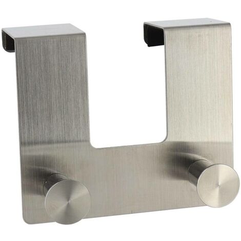 Patere acier inoxydable 2 crochets pour porte - chrome - Tendance