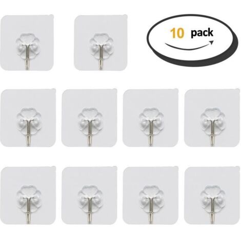 Patère adhésive transparente pour serviettes et torchons - 10pcs