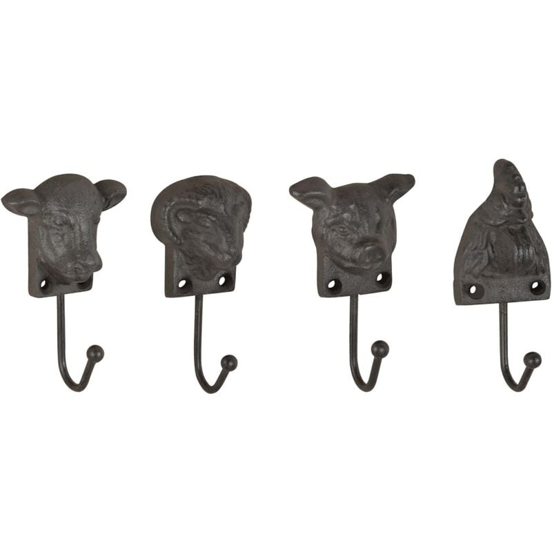 Esschert Design - Patère animaux de la ferme en fonte (Lot de 4)