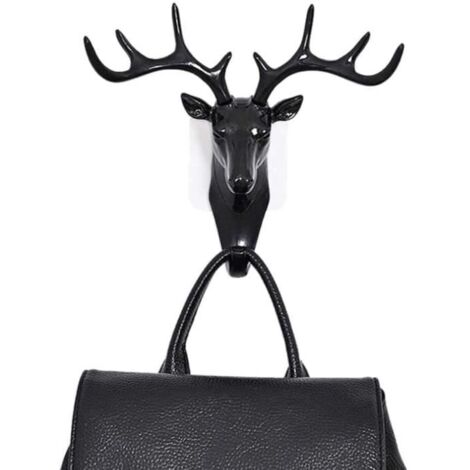 Patère - Animaux - Tête de Cerf - Noir - Plastique - Décoratif et Pratique