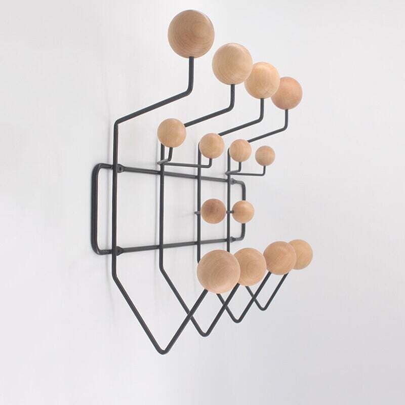 Patère Boule en Bois, Porte-Manteau avec 14 Crochets, Porte-Manteau Mural, Rail De Crochet avec Boules Colorées Porte-Manteau pour Entrée Couloir