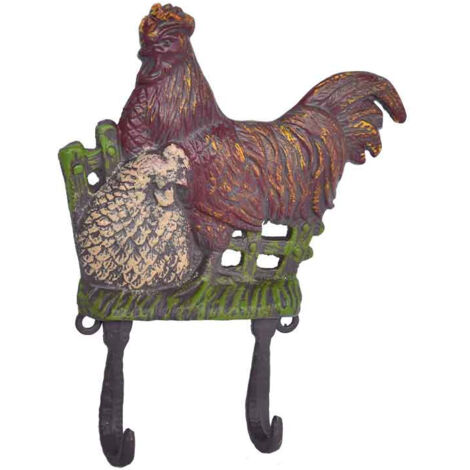 Patère coq biscotte multicolore 17x4x22cm