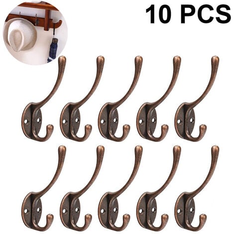 MEZHENG Patère, crochet mural double noir vintage pour patère salle de bain cuisine bureau (cuivre rouge)
