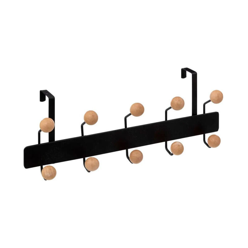 Five Simply Smart - Patère de Porte '10 Boules' 44cm Noir & Naturel