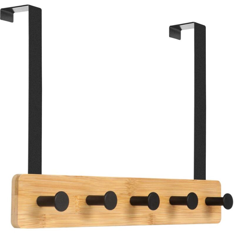 Patère de Porte à Suspendre 5 Crochets pour Chambre Porte Manteau pour Rangement, Vestes, Peignoirs,Sacs à Main et Autres-Naturel