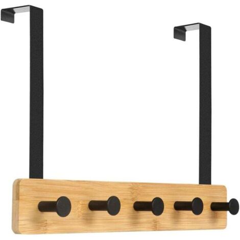 Patère de Porte à Suspendre 5 Crochets pour Chambre Porte Manteau pour Rangement, Vestes, Peignoirs,Sacs à Main et Autres-Naturel