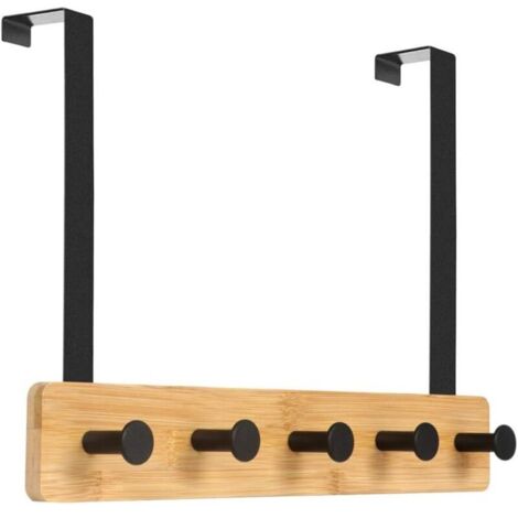 Patère de Porte à Suspendre 5 Crochets pour Chambre Porte Manteau pour Rangement, Vestes, Peignoirs,Sacs à Main et Autres-Naturel