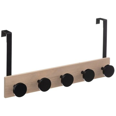 Patère de porte bois 5 têtes noir