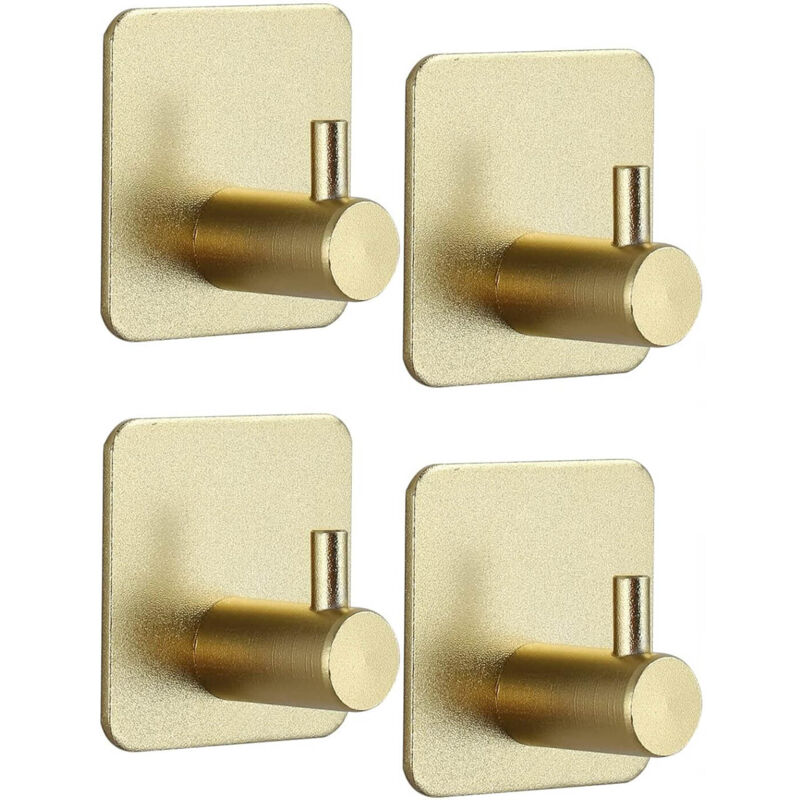 Patère de salle de bain,Lot de 4 crochets autocollants en acier inoxydable 304 pour salle de bain, chambre à coucher, cuisine, crochet de porte