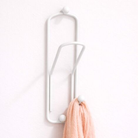 Patère design "Trombone" 32 cm Portemanteau Crochet mural Crochet métallique / Couleur: blanc