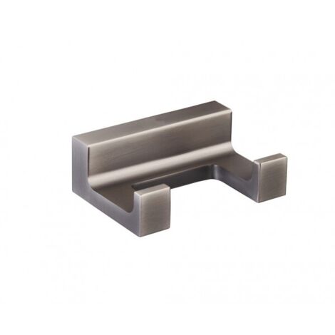 Patère double NIL en laiton métal gris 6x4,2x2,1 cm